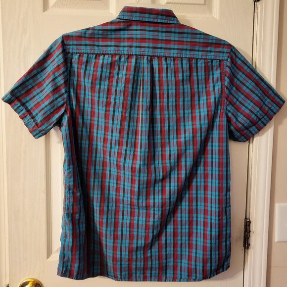 Beautiful Blue Plaid Men's Shirt Sz Large by Bixby (blue & magenta/purple plaid) - Picture 3 of 7